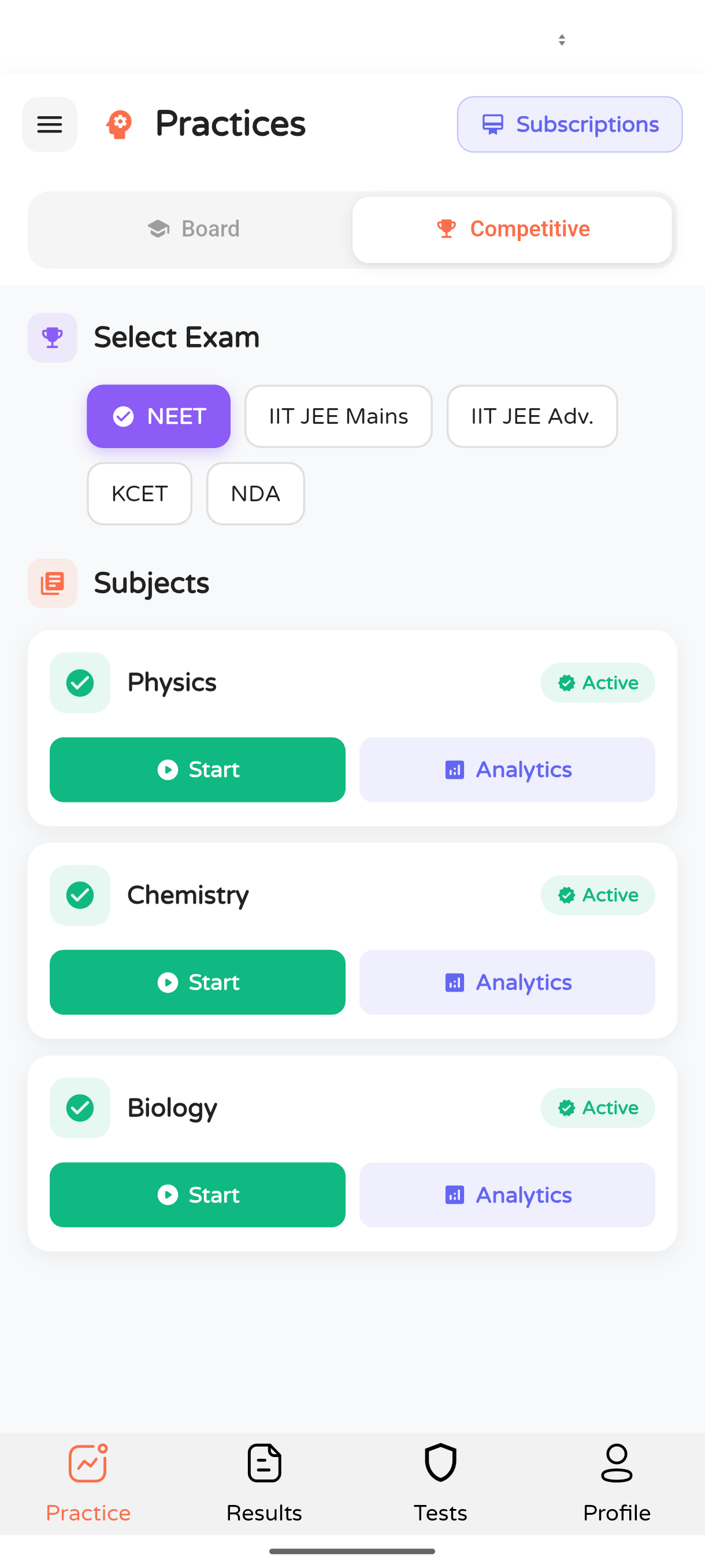 Quizly student app showing unlimited chapter practice
